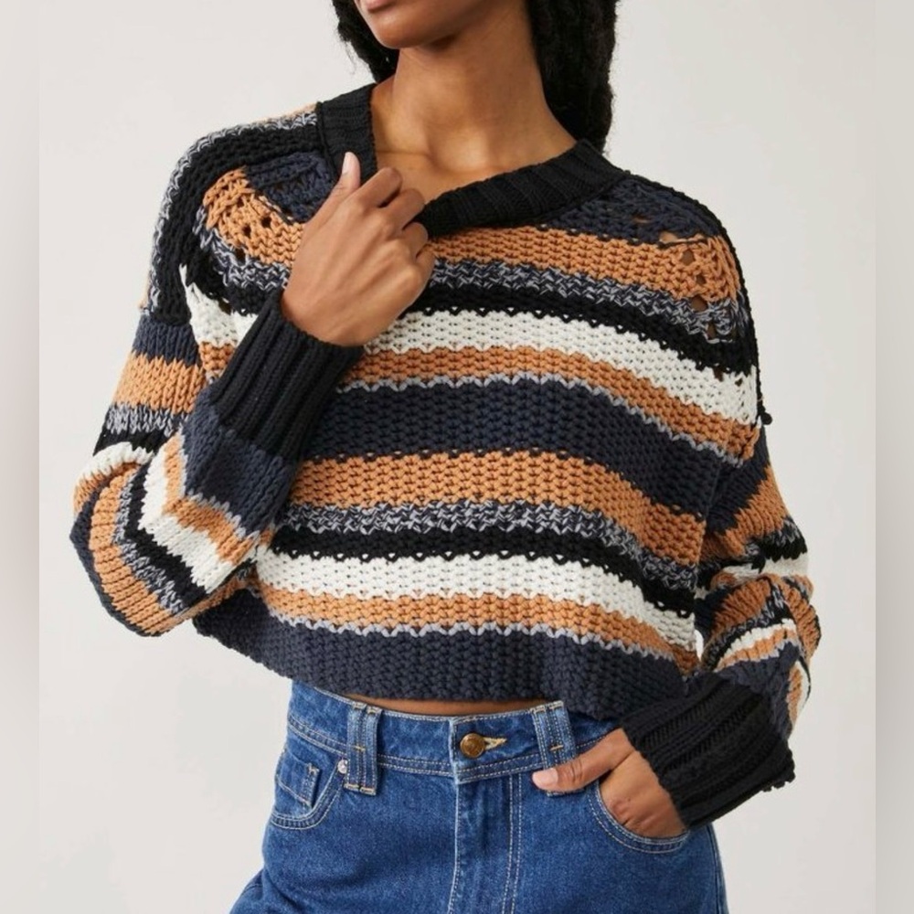 Free People Devon Crop Stripe Sweater